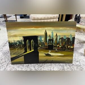Edgar A Starek painting Oil On Board signed 1976 New York City 36x24